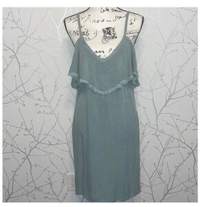 Anthropologie SAM&LAVI‎ Women's Sage Green Fringed Cold Shoulder Dress Size S